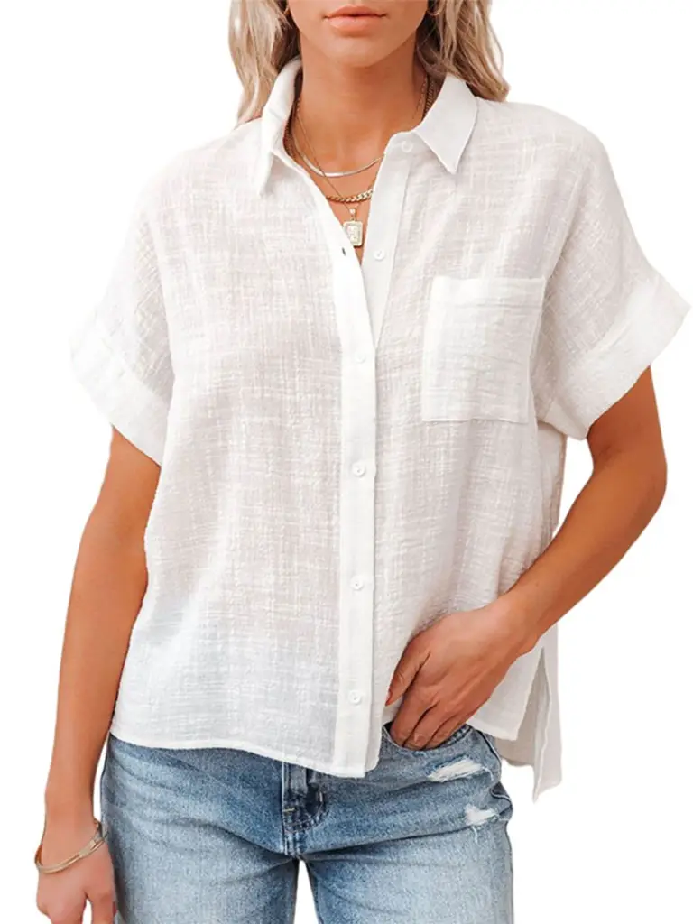 [TS-2025-LN01-GRN-S] Women’s Oversized Linen Casual Shirt – Summer Collection (Green, S)